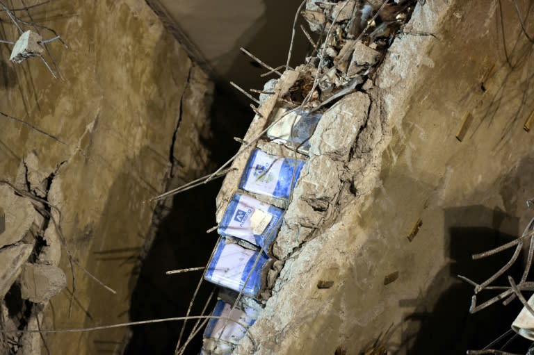 Paint cans and foam were used to fill parts of the Wei-Kuan complex's concrete framework, which collapsed following the 6.4 magnitude earthquake in the southern Taiwanese city of Tainan