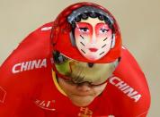 2016 Rio Olympics - Cycling Track - Preliminary - Women's Sprint Qualifying - Rio Olympic Velodrome - Rio de Janeiro, Brazil - 14/08/2016. Gong Jinjie (CHN) of China competes.