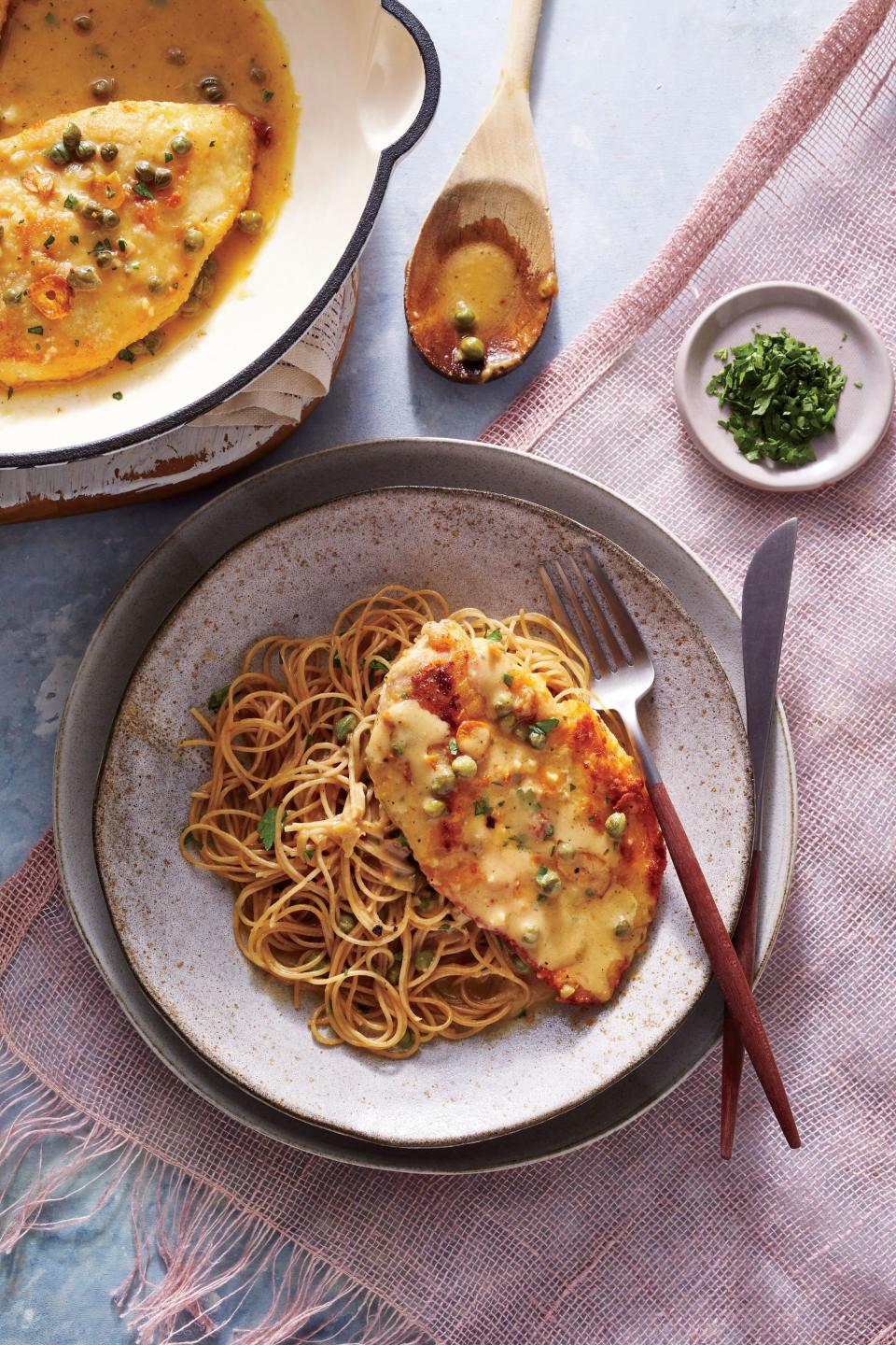 Chicken Piccata with Crispy Garlic