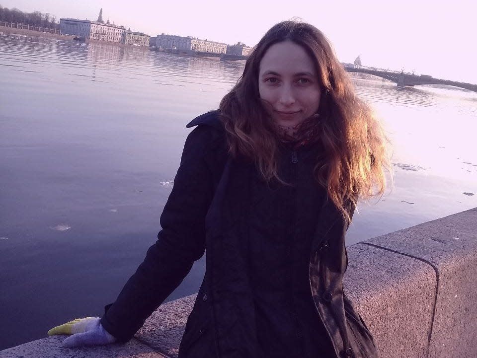 Alexandra Skochilenko poses outside for a photograph.