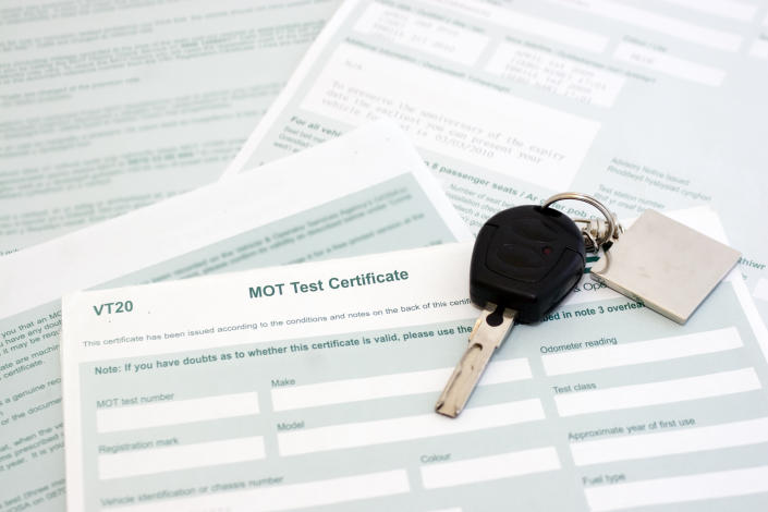 MOT vehicle inspection certificate