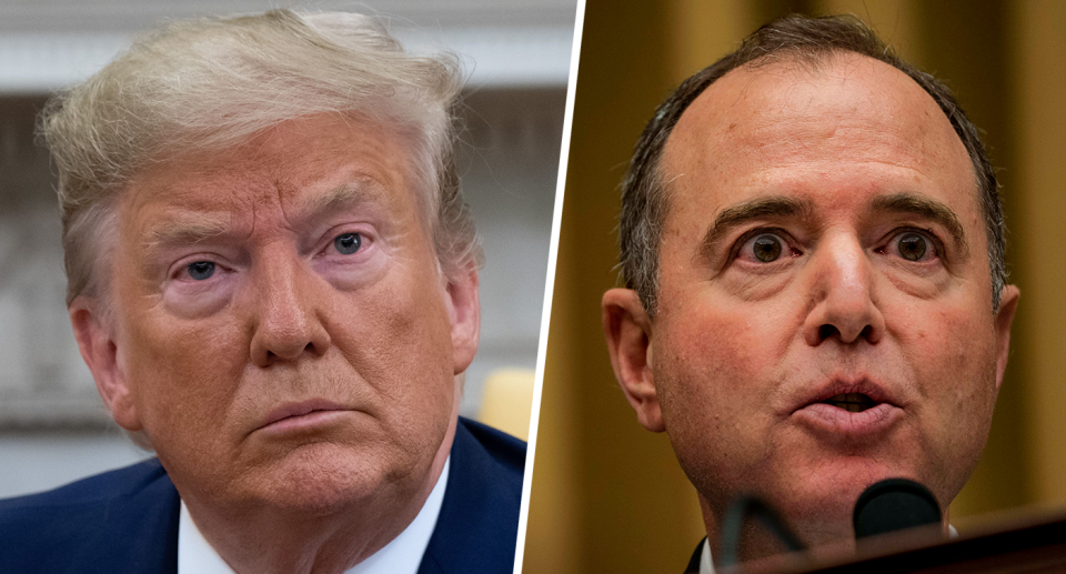 President Trump; House Intelligence Committee Chairman Adam Schiff. (Photos: Saul Loeb/AFP/Getty Images; Melina Mara/the Washington Post via Getty Images)