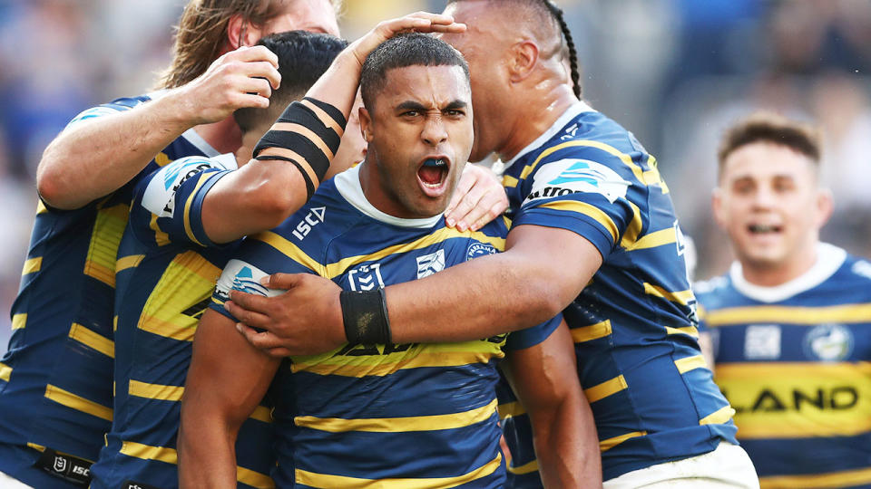 Michael Jennings, pictured here in action for the Eels in the 2019 finals.