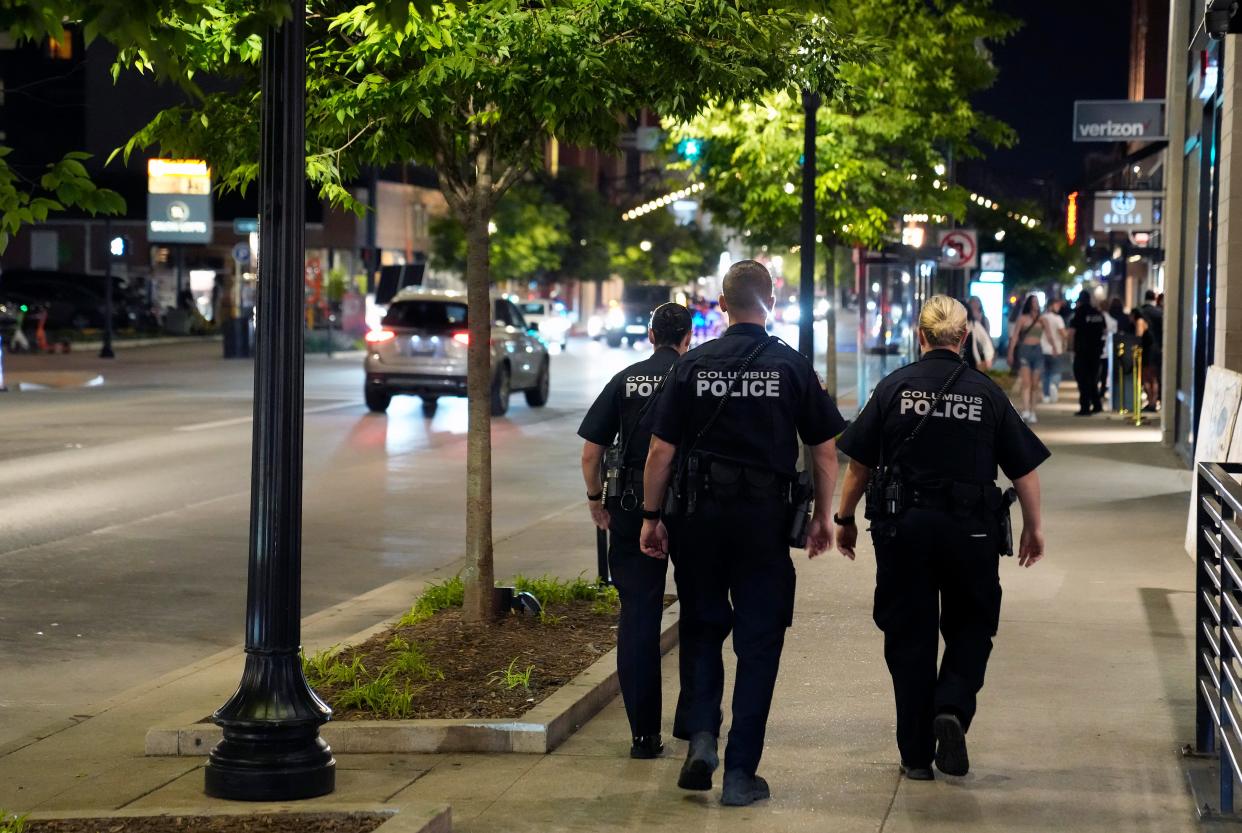 In the wake of recent gun violence, Columbus police had an increased presence in cruisers, on bicycles and on foot in the Short North.