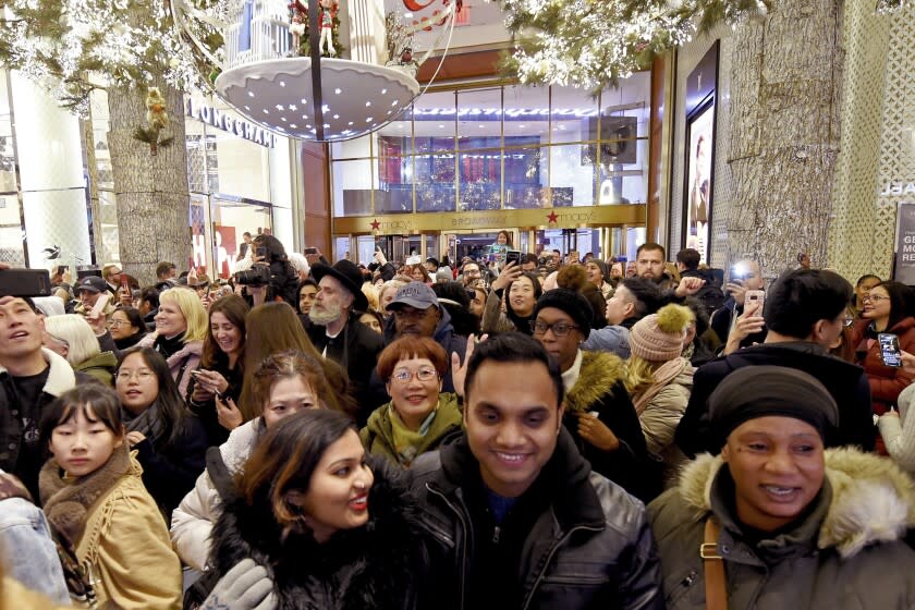 IMAGE DISTRIBUTED FOR MACY'S - Macy's Herald Square opens its doors at 5 p.m. on Thanksgiving Day for thousands of Black Friday shoppers in search of amazing sales and doorbuster deals, Thursday, Nov. 28, 2019 in New York. (Diane Bondareff/AP Images for Macy's)