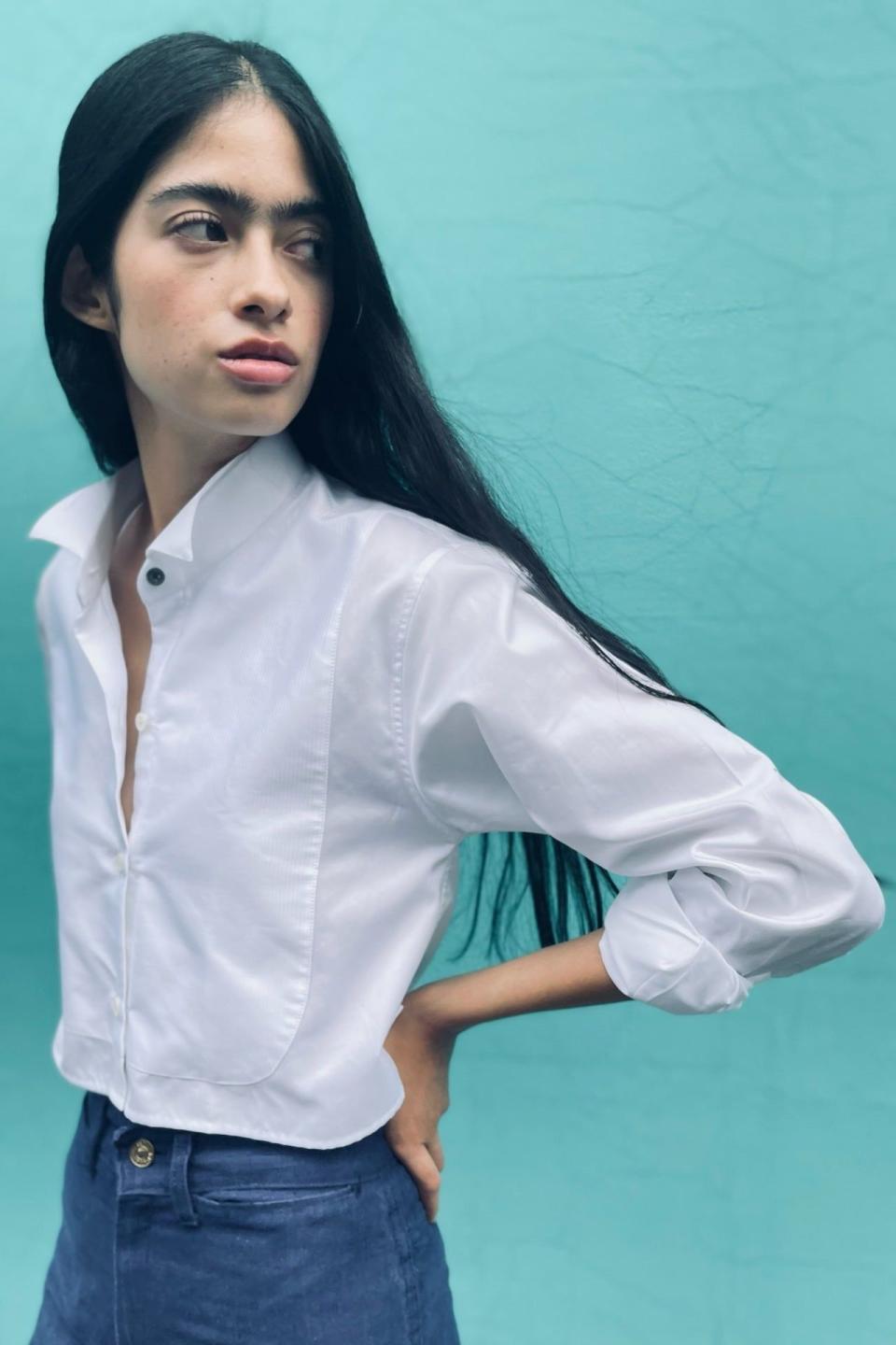 Cropped Tuxedo Shirt