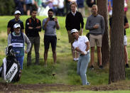 Australia's Wade Ormsby plays a shot on the 11th during day four of the PGA Championship at Wentworth Golf Club, Surrey, England, Sunday, Sept. 12, 2021. (Steven Paston/PA via AP)