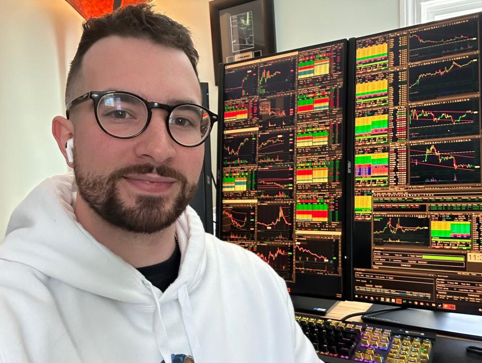 This is a photo of Jack Kellogg at his trading desk.