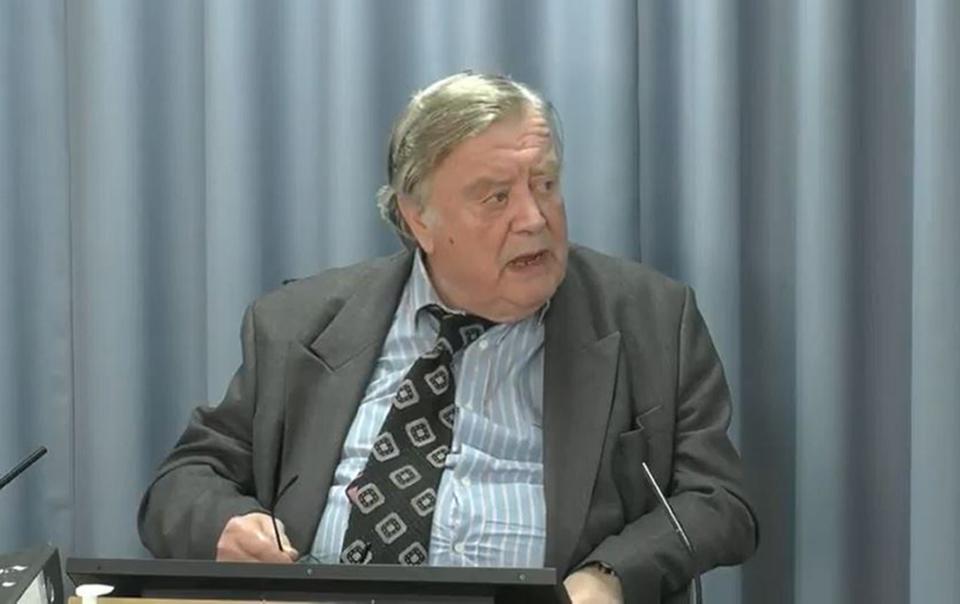 Lord Ken Clarke, who held the position of health minister from 1982 to 1985, giving evidence at the Infected Blood Inquiry (Infected Blood Inquiry/PA) (PA Media)