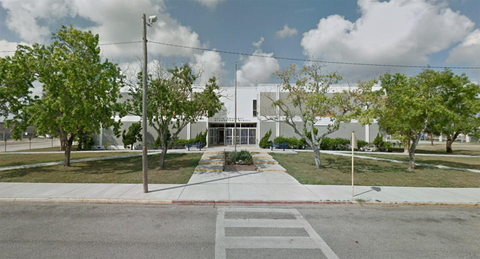 A Google Maps photo of the outside of the Texas school, where the 12-year-old boy was run over by his mother. 