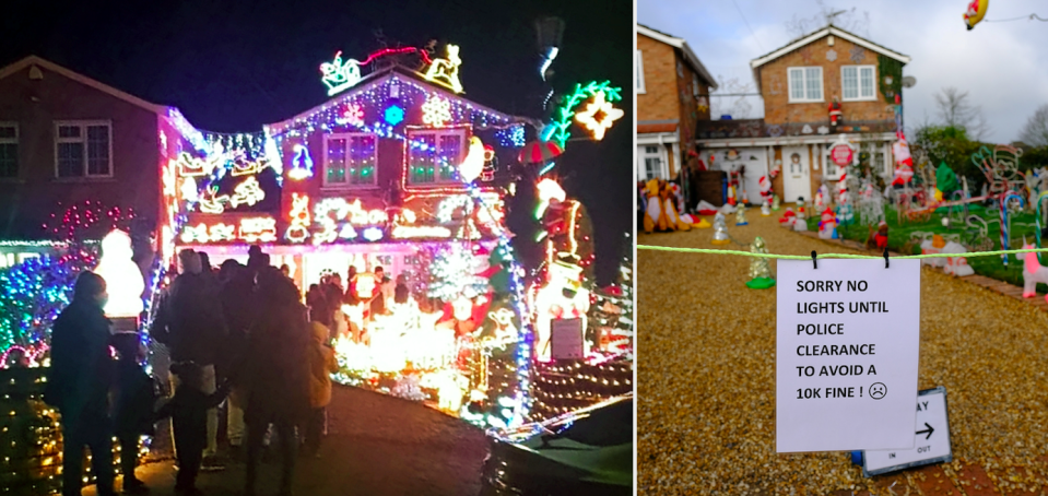 The Christmas lights have been switched off after police threatened the homeowner with a £10,000 fine. (SWNS)