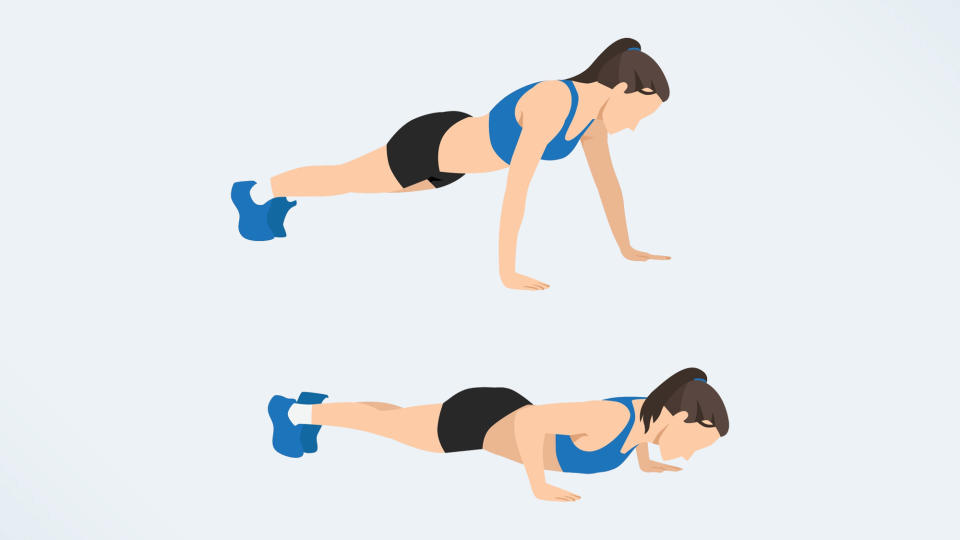 a photo fo a woman doing a push up