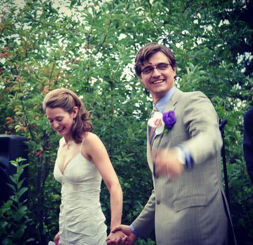 <p>Chris Hayes Instagram</p> Kate Shaw and Chris Hayes on their wedding day.