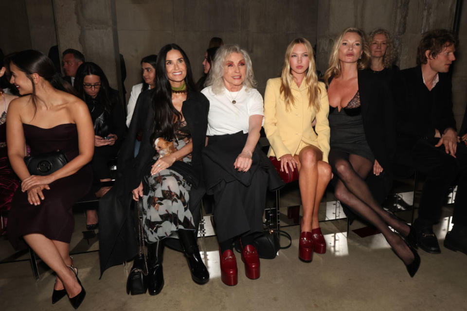 LONDON, ENGLAND - MAY 13: Demi Moore, Debbie Harry, Lila Moss, Kate Moss and Nikolai von Bismarck attend the Gucci Cruise 2025 Fashion Show at Tate Modern on May 13, 2024 in London, England. (Photo by Tristan Fewings/Getty Images for Gucci)