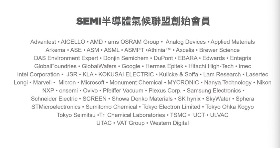 Semi半導體氣候聯盟創始會員，台灣包括台積電、日月光、環球晶、南亞科、漢民科都入列。圖／取自SEMI官網