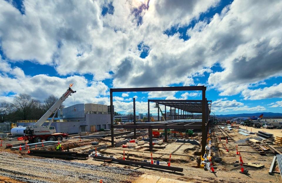 Completed steel framing for the new north terminal