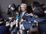 Junichiro Hironaka, chief lawyer of the former Nissan Motor chairman Carlos Ghosn, speaks to reporters in Tokyo