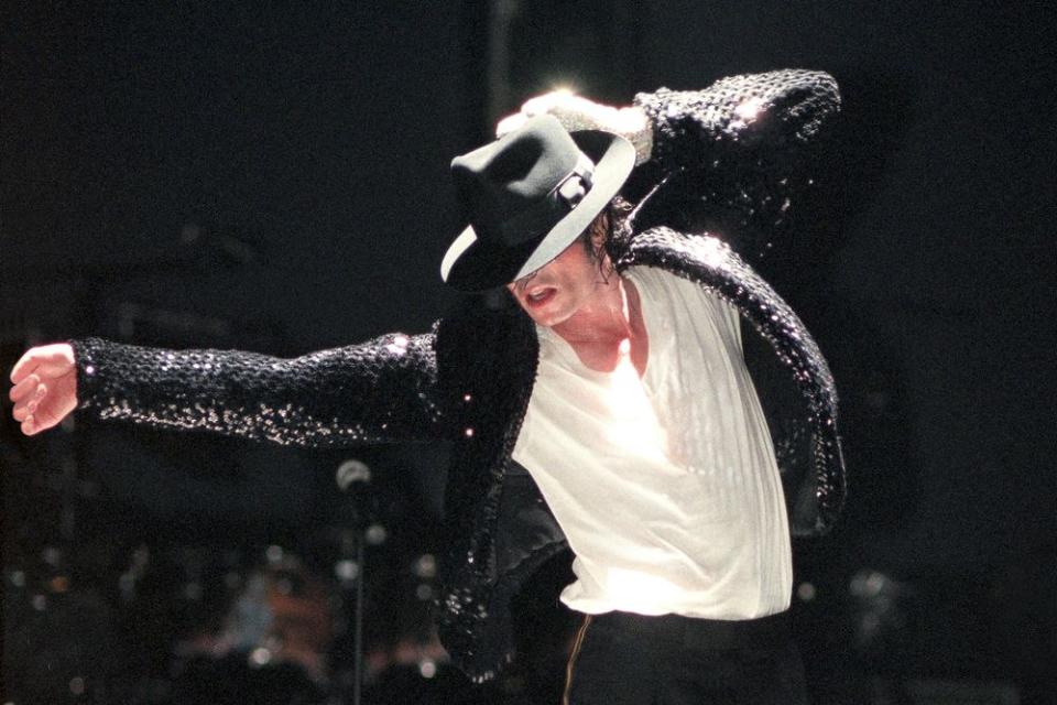 Michael Jackson with his black fedora and white glove