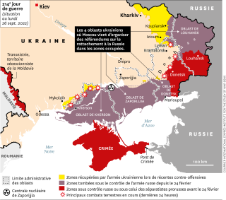 Situation en Ukraine au 26 septembre 2022.. Thierry Gauthé/Courrier international