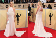 <p>Margot Robbie también puede presumir de estar entre las 10 mejor vestidas. People eligió, además, su Miu Miu de los SAG Awards 2018 como su mayor acierto del año. (Foto: AP). </p>