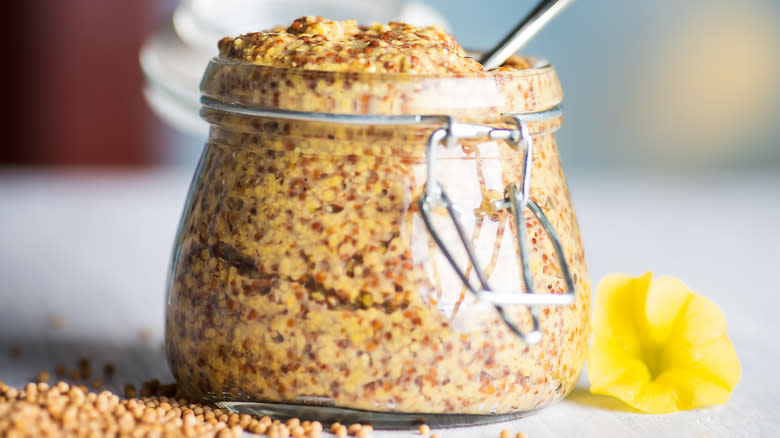 jar full of wholegrain mustard