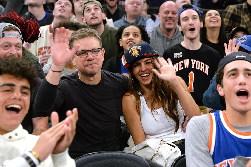 Matt Damon, Luciana Barroso San Antonio Spurs v New York Knicks, NBA Basketball