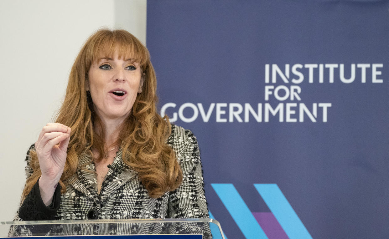 Deputy Labour leader Angela Rayner delivers a speech on rebuilding trust in public life, setting out Labour's plans to clean up sleaze in politics, rebuild trust in public life and overhaul the rules that uphold standards in government, at the Institute For Government in Westminster, London. Picture date: Monday November 29, 2021.