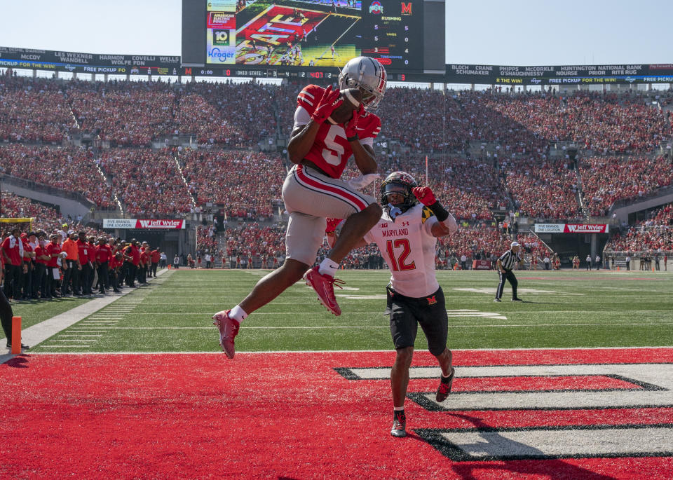 Ohio State Buckeyes wide receiver Garrett Wilson #5 is one of the top NFL draft prospects