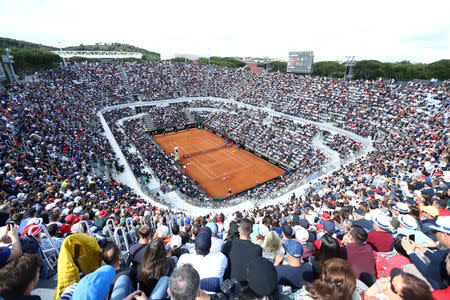 Tennis - ATP 1000 - Italian Open - Foro Italico, Rome, Italy - May 19, 2019 General view during the final between Serbia's Novak Djokovic and Spain's Rafael Nadal REUTERS/Matteo Ciambelli