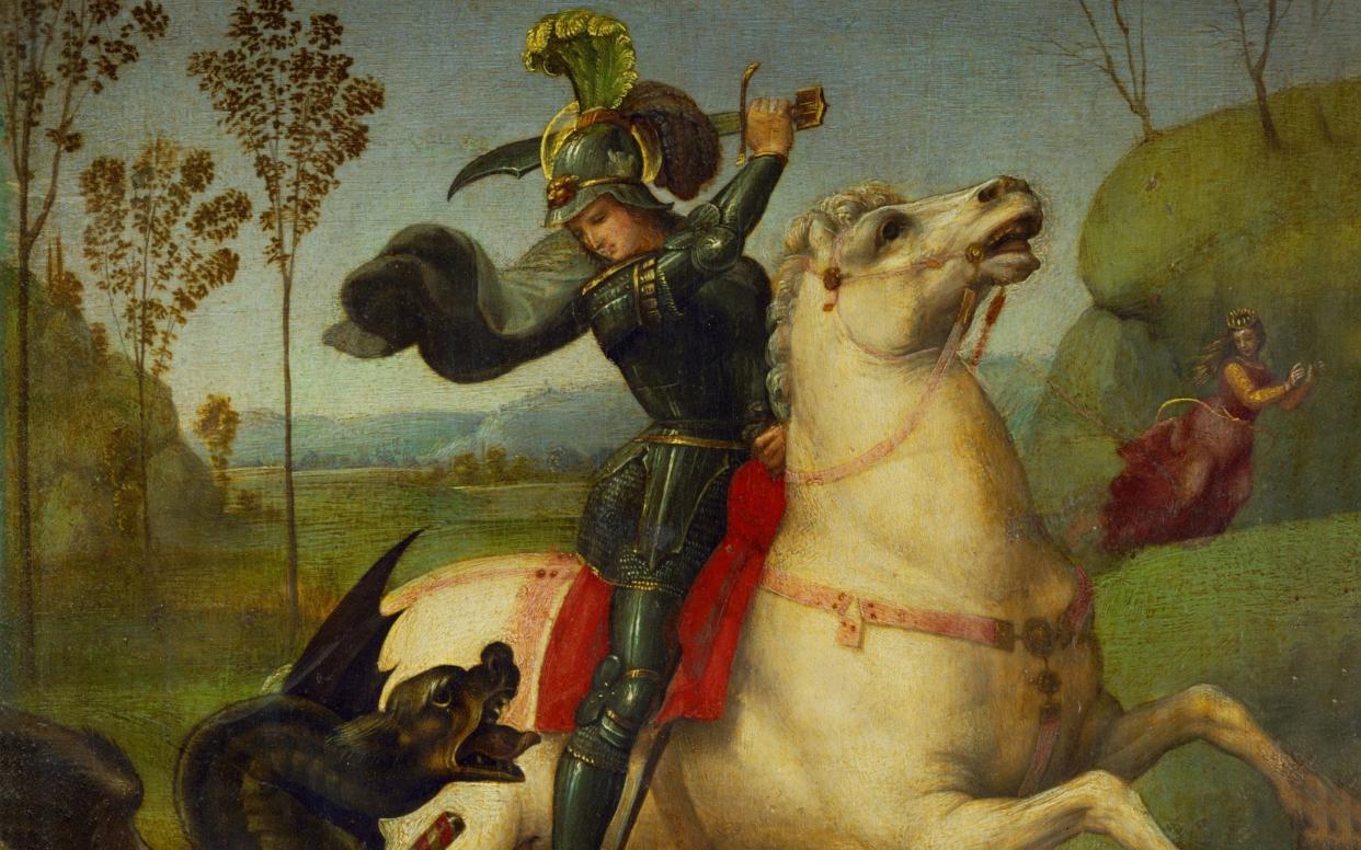 St George, the patron saint of England, and the Dragon - HULTON ARCHIVE