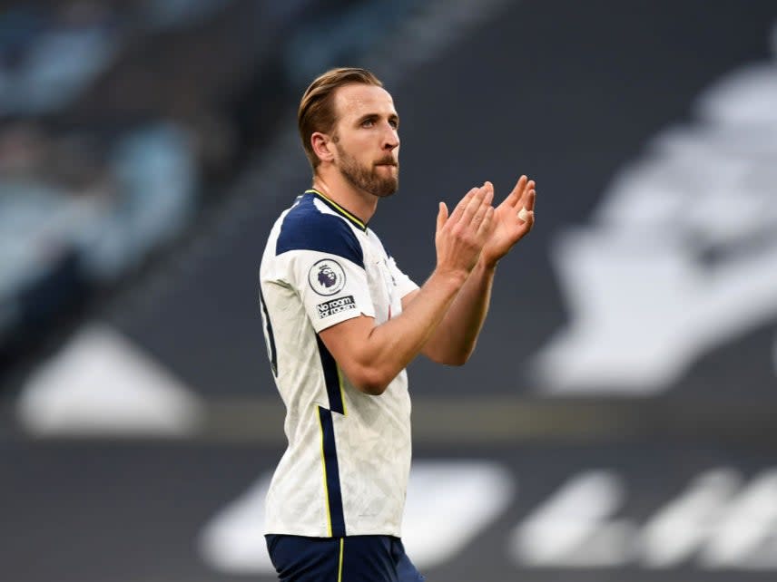 <p>Harry Kane applauds Tottenham’s supporters</p> (Getty Images)