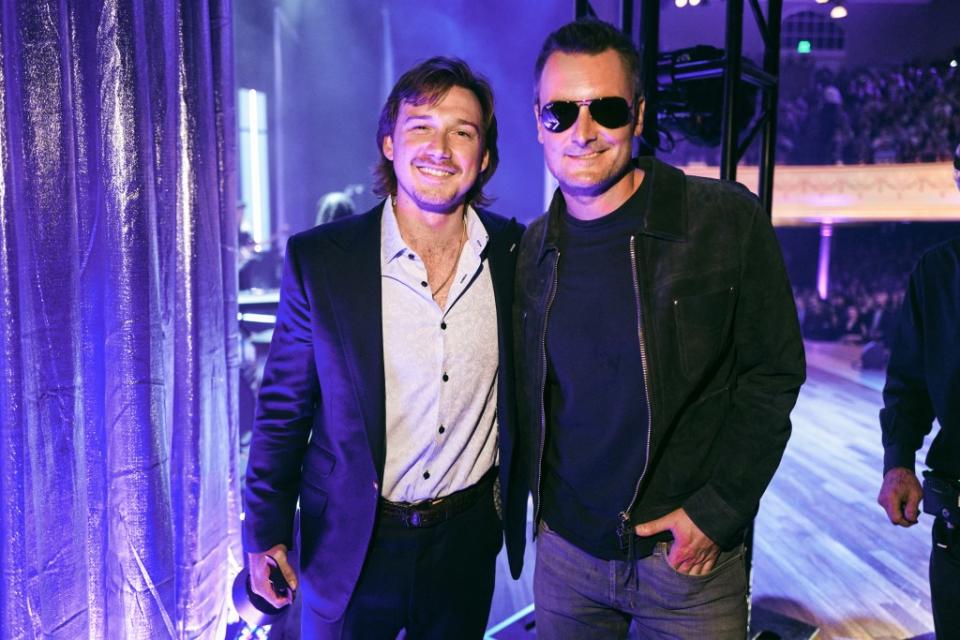 Wallen (left) and Eric Church at the 2022 Academy of Country Music Honors in Nashville. Getty Images for ACM