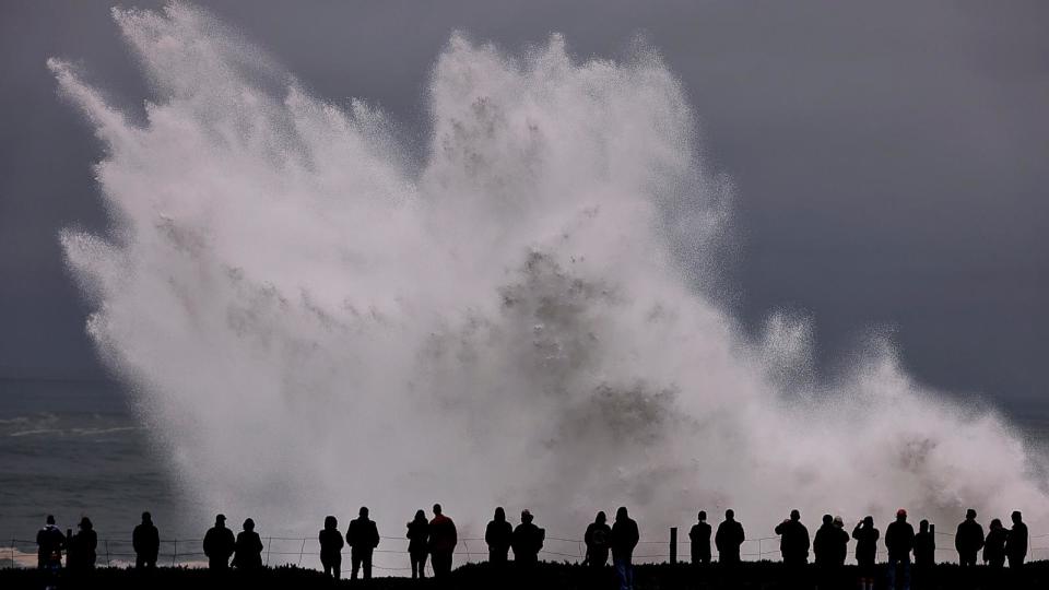 PHOTO: Large waves crash in to Duncan's Landing north of Carmet, Ca., Thursday, Dec. 28, 2023 due to a Pacific storm pummeling Northern California.  (Kent Porter/AP)