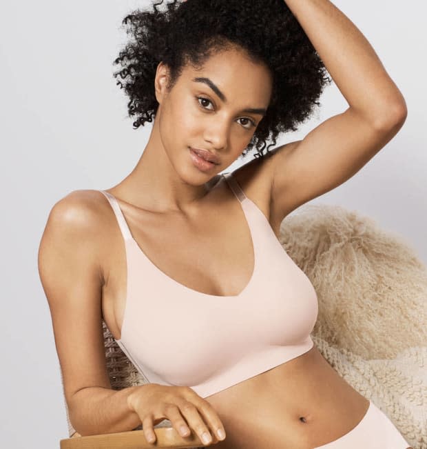 True & Co. True Body Triangle Convertible Strap Bra, $44, <a href="https://rstyle.me/+Lf5NAhXx2b6abCqACkz4rQ" rel="nofollow noopener" target="_blank" data-ylk="slk:available here;elm:context_link;itc:0;sec:content-canvas" class="link ">available here</a>.