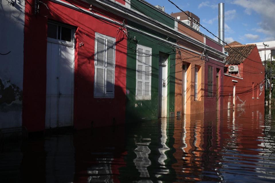 PHOTO: View of a flooded street in the Cidade Baixa neighborhood of Porto Alegre, Rio Grande do Sul state, Brazil, May 14, 2024.  (Anselmo Cunha/AFP via Getty Images)