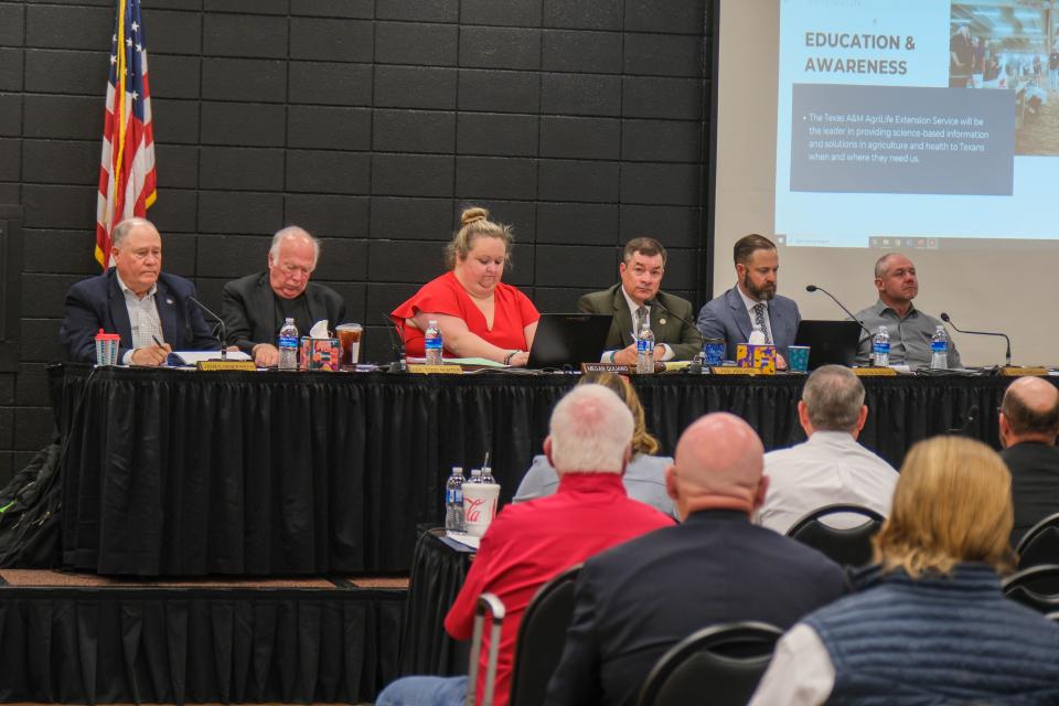 Committee members ask questions of a panel on day two of the Panhandle Wildfires Investigative Committee hearings in Pampa.