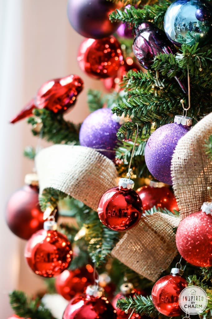 Rainbow Christmas tree close-up