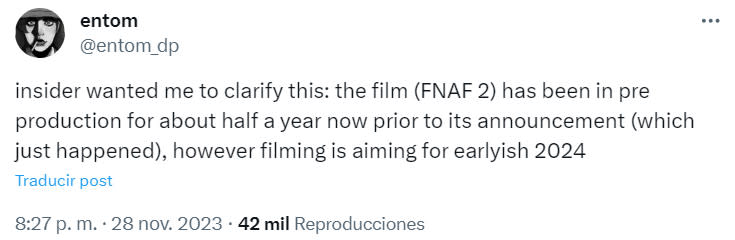 Blumhouse Productions llevaría 6 meses trabajando en Five Nights at Freddy's 2