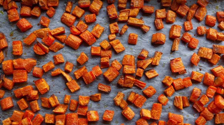 Roasted sweet potato cubes