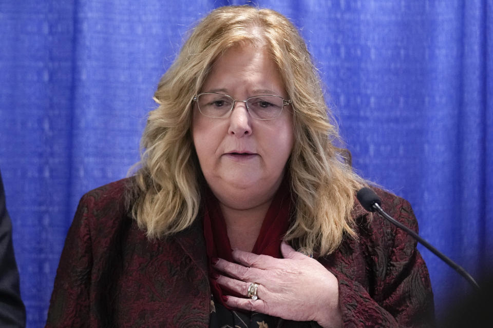 Nassau County District Attorney Anne Donnelly speaks during a news conference after Richard Cottingham appeared remotely in a courtroom in Mineola, N.Y., Monday, Dec. 5, 2022. Cottingham, the serial murderer known as the "Torso Killer", admitted Monday to killing a 23-year-old woman outside a Long Island shopping mall in 1968 and four other women decades ago. (AP Photo/Seth Wenig)