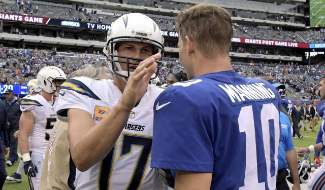 QB Eli Manning still has Los Angeles Chargers jersey from NFL draft