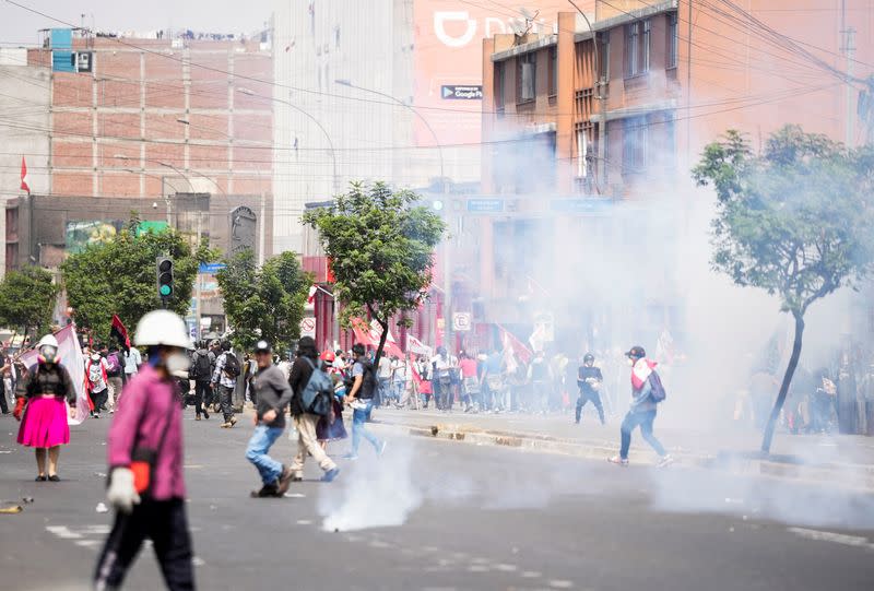 Anti-government protesters demonstrate against Boluarte administration