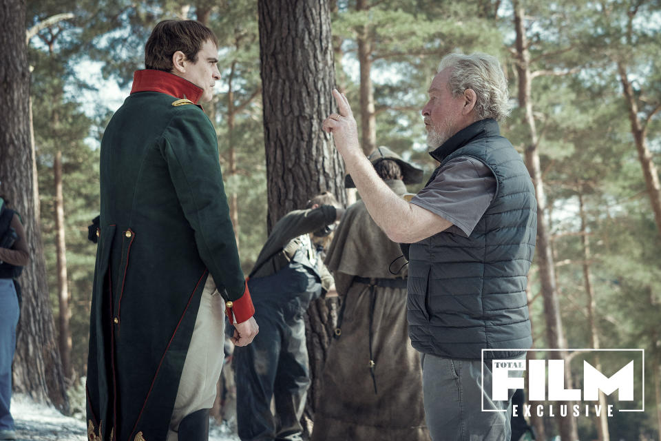 Ridley Scott and Joaquin Phoenix on set of Napoleon.