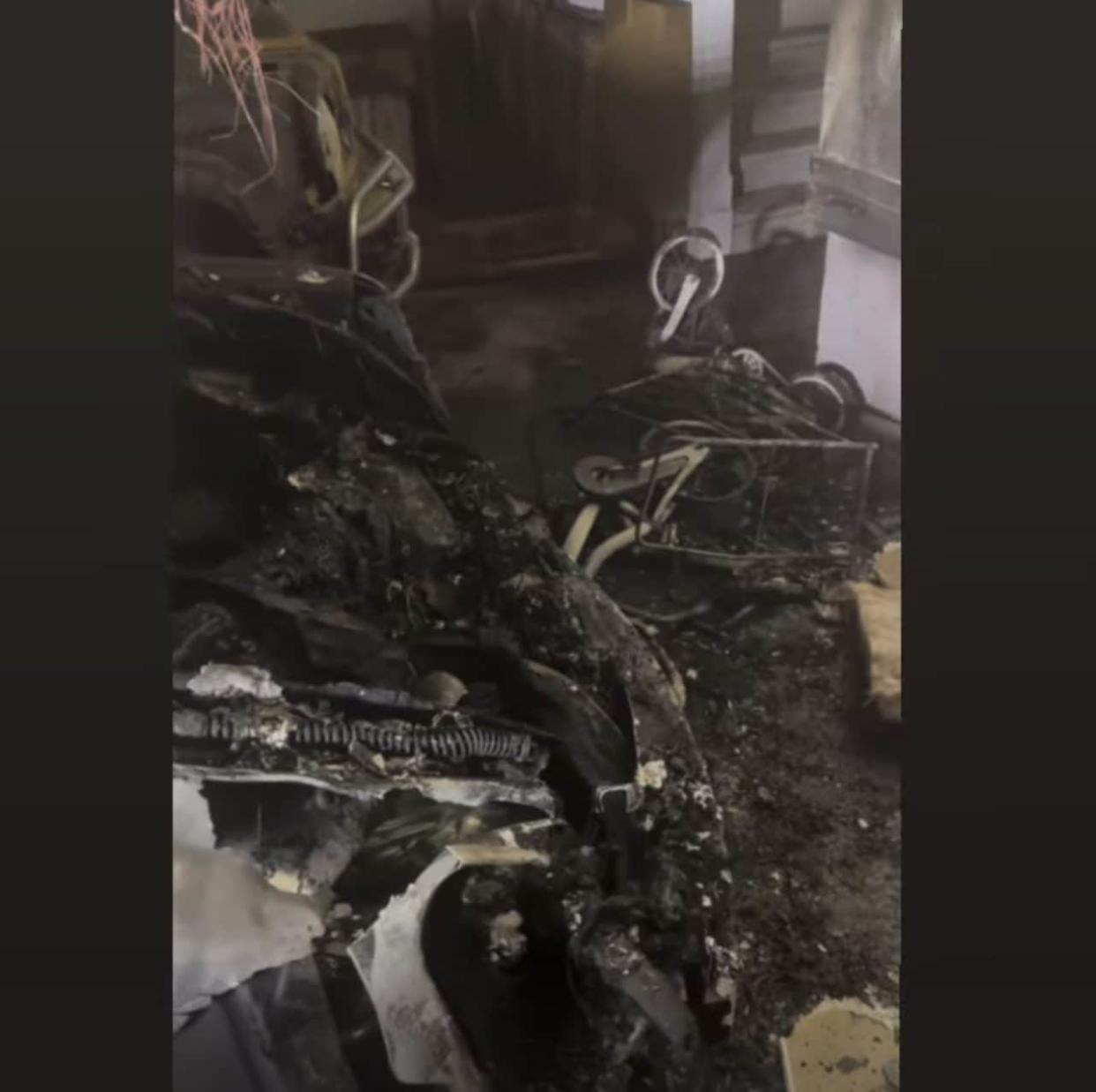 Aiyda Cobb shares a photo of the family garage, which shows soot-covered possessions