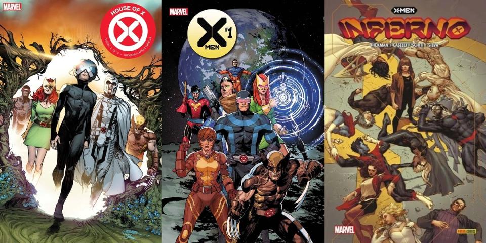"Dawn of X" covers for Jonathan Hickmans's X-Men run, art by Pepe Larraz, Leinil Francis Yu, Jerome Opena. 