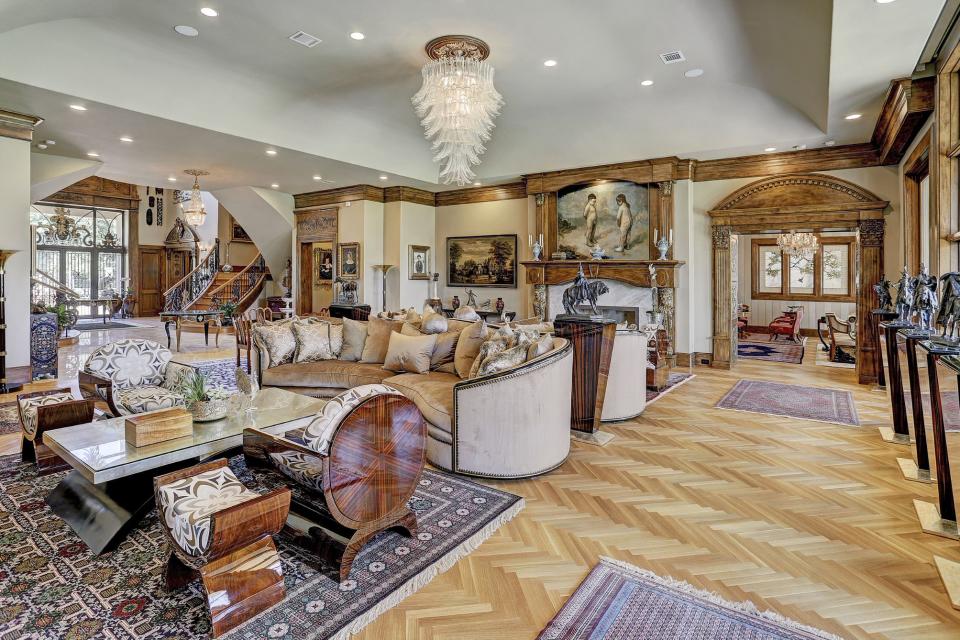 This decked-out property in Houston has intricate wooden detailing throughout.