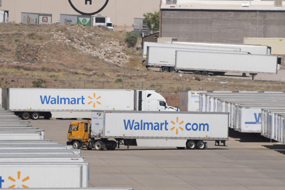 A Walmart truck pulls into the Walmart Distribution Center in Hurricane, Utah on May 30, 2024. (Photo by GEORGE FREY/AFP) (Photo by GEORGE FREY/AFP via Getty Images)