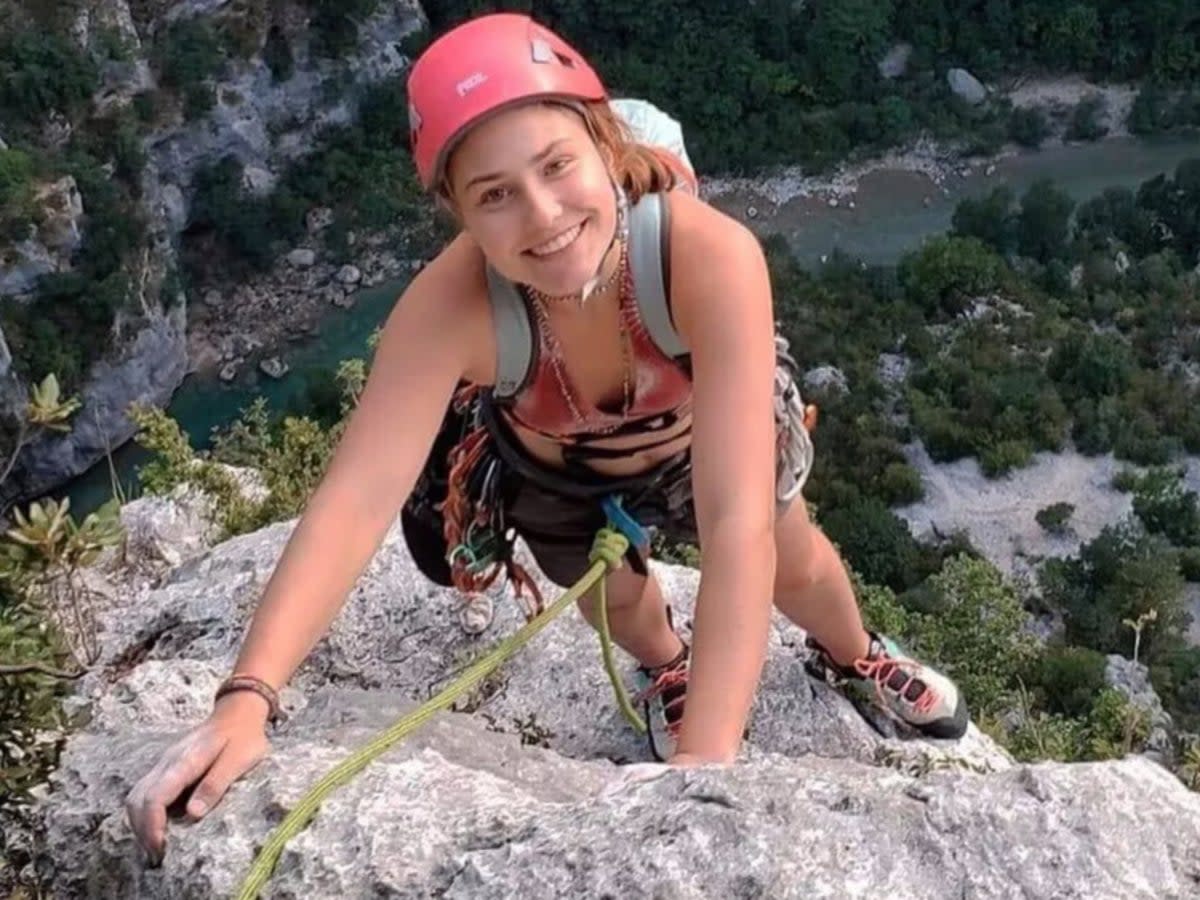 Maya Humeau, 22, rock climbing in Colorado. Ms Humeau died after she fell 100 feet while climbing in Colorado (Maya Humeau/Instagram)