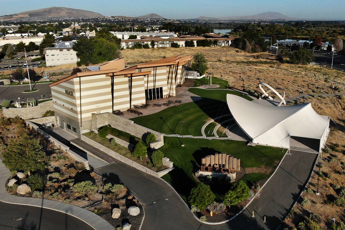 The Reach Museum is at 1943 Columbia Park Trail in Richland near the Columbia River. The empty site at the top of the image could be the future home of an 800-seat Mid-Columbia Performing Arts Center.