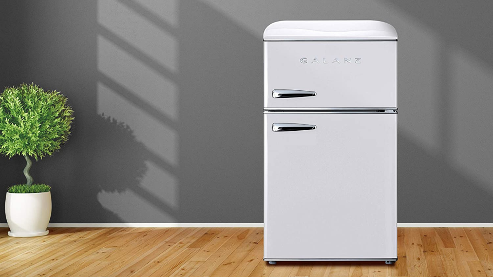 Just because something is utilitarian doesn’t mean that it should be boring. Go for a mini fridge with flair like the Galanz GLR31TBEER Retro.